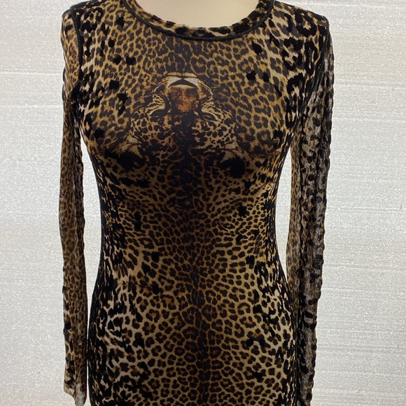 Jean Paul Gaultier Dresses & Skirts - Jean Paul Gaultier Leopard-Print Long Sleeve Dress in Brown and Black